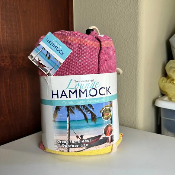 NWT Tree Anchored Lounge Hammock Canvas Stripe with Matching Bag - Picture 2 of 9